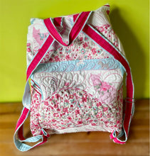 Load image into Gallery viewer, Pink &amp; White canvas backpack
