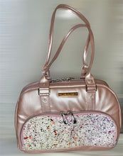 Load image into Gallery viewer, Pink metallic look vinyl bowler bag
