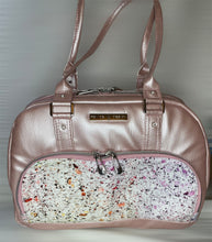 Load image into Gallery viewer, Pink metallic look vinyl bowler bag
