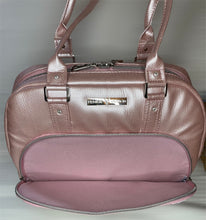 Load image into Gallery viewer, Pink metallic look vinyl bowler bag
