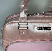 Load image into Gallery viewer, Pink metallic look vinyl bowler bag
