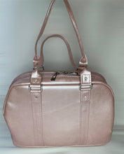 Load image into Gallery viewer, Pink metallic look vinyl bowler bag
