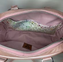 Load image into Gallery viewer, Pink metallic look vinyl bowler bag
