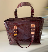 Load image into Gallery viewer, Faux leather handbag with rose gold coloured hardware
