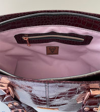 Load image into Gallery viewer, Faux leather handbag with rose gold coloured hardware
